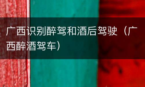广西识别醉驾和酒后驾驶（广西醉酒驾车）