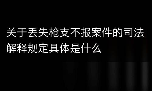 关于丢失枪支不报案件的司法解释规定具体是什么