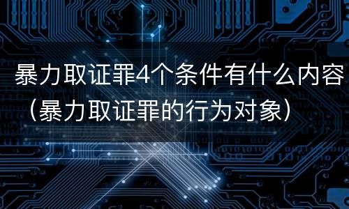 暴力取证罪4个条件有什么内容（暴力取证罪的行为对象）