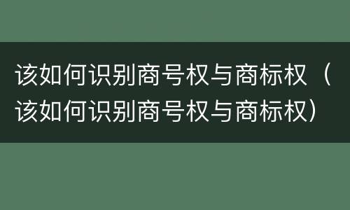 该如何识别商号权与商标权（该如何识别商号权与商标权）