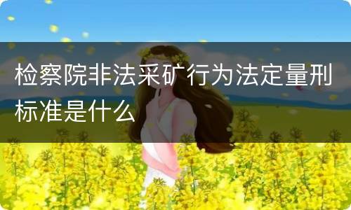 检察院非法采矿行为法定量刑标准是什么
