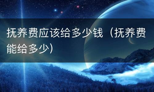 抚养费应该给多少钱（抚养费能给多少）