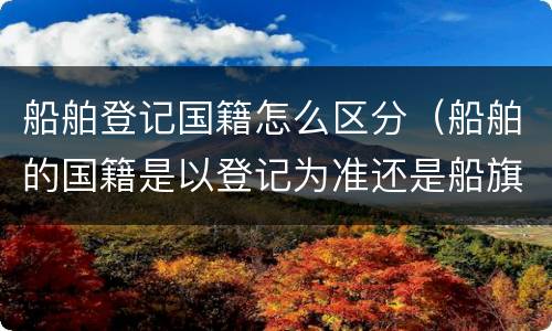 船舶登记国籍怎么区分（船舶的国籍是以登记为准还是船旗）