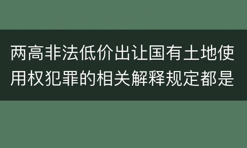 两高非法低价出让国有土地使用权犯罪的相关解释规定都是什么