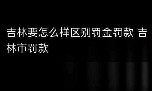 吉林要怎么样区别罚金罚款 吉林市罚款