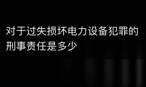 对于过失损坏电力设备犯罪的刑事责任是多少