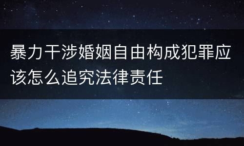 暴力干涉婚姻自由构成犯罪应该怎么追究法律责任
