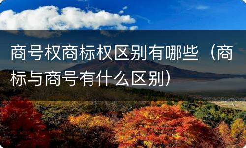 商号权商标权区别有哪些（商标与商号有什么区别）