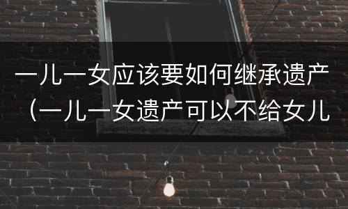 一儿一女应该要如何继承遗产（一儿一女遗产可以不给女儿吗）