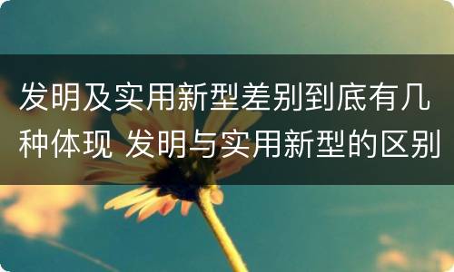 发明及实用新型差别到底有几种体现 发明与实用新型的区别有哪些
