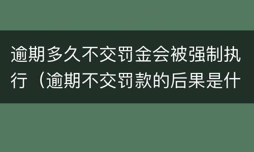 逾期多久不交罚金会被强制执行（逾期不交罚款的后果是什么）