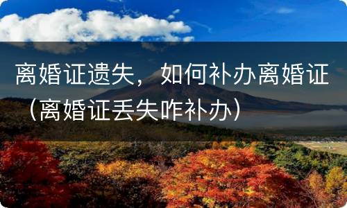 离婚证遗失，如何补办离婚证（离婚证丢失咋补办）