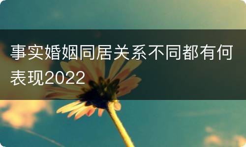 事实婚姻同居关系不同都有何表现2022