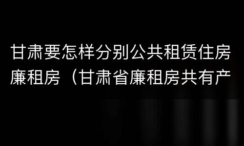 甘肃要怎样分别公共租赁住房廉租房（甘肃省廉租房共有产权管理办法）