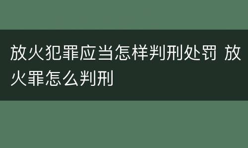 放火犯罪应当怎样判刑处罚 放火罪怎么判刑