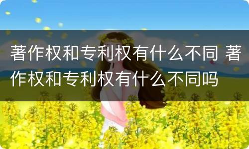 著作权和专利权有什么不同 著作权和专利权有什么不同吗