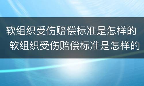 软组织受伤赔偿标准是怎样的 软组织受伤赔偿标准是怎样的啊