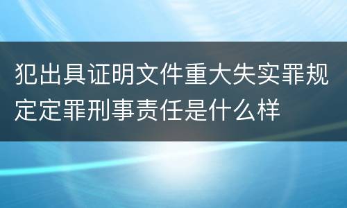 犯出具证明文件重大失实罪规定定罪刑事责任是什么样