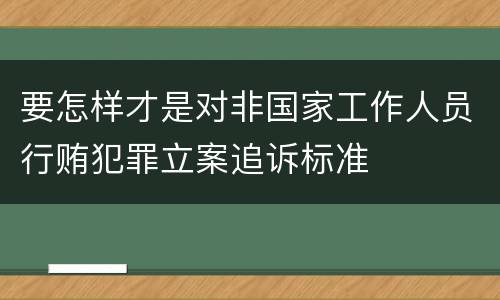要怎样才是对非国家工作人员行贿犯罪立案追诉标准
