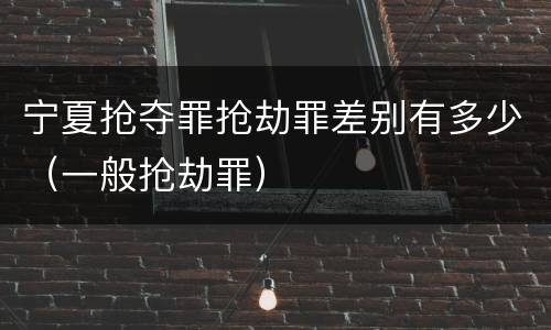 宁夏抢夺罪抢劫罪差别有多少（一般抢劫罪）