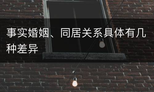 事实婚姻、同居关系具体有几种差异