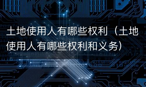 土地使用人有哪些权利（土地使用人有哪些权利和义务）