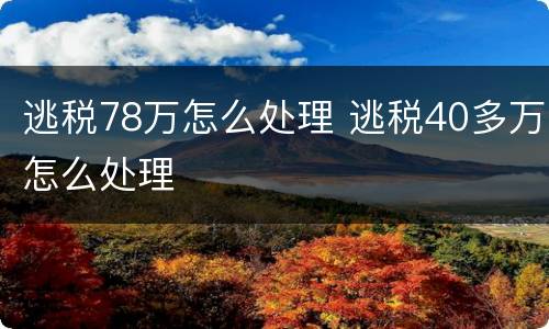 逃税78万怎么处理 逃税40多万怎么处理