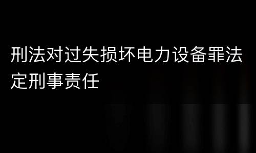 刑法对过失损坏电力设备罪法定刑事责任
