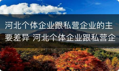 河北个体企业跟私营企业的主要差异 河北个体企业跟私营企业的主要差异有哪些