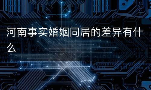 河南事实婚姻同居的差异有什么
