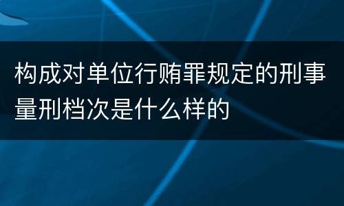构成对单位行贿罪规定的刑事量刑档次是什么样的