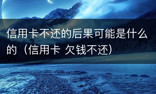 信用卡不还的后果可能是什么的（信用卡 欠钱不还）
