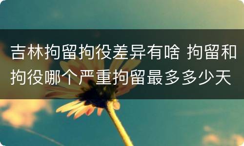 吉林拘留拘役差异有啥 拘留和拘役哪个严重拘留最多多少天