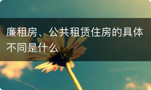 廉租房、公共租赁住房的具体不同是什么