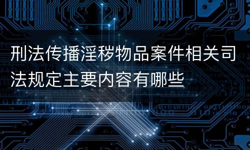 刑法传播淫秽物品案件相关司法规定主要内容有哪些
