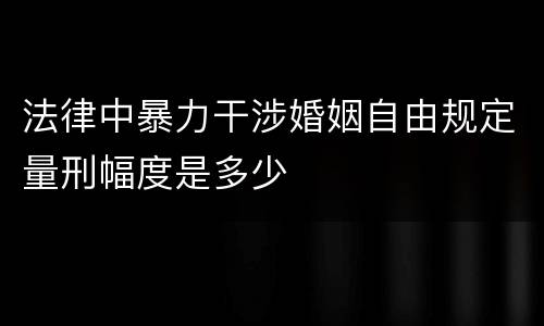 法律中暴力干涉婚姻自由规定量刑幅度是多少