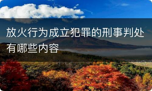 放火行为成立犯罪的刑事判处有哪些内容