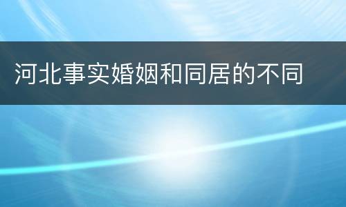 河北事实婚姻和同居的不同