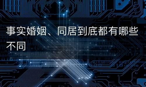 事实婚姻、同居到底都有哪些不同