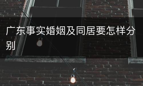 广东事实婚姻及同居要怎样分别