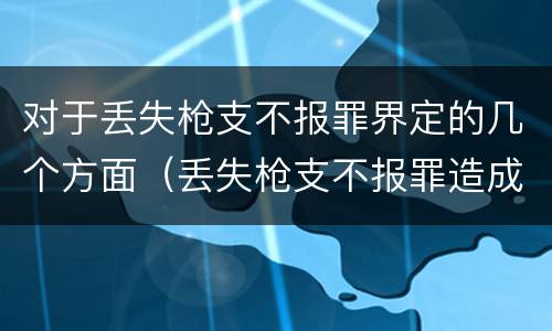 对于丢失枪支不报罪界定的几个方面（丢失枪支不报罪造成严重后果）
