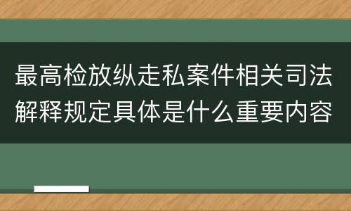 最高检放纵走私案件相关司法解释规定具体是什么重要内容