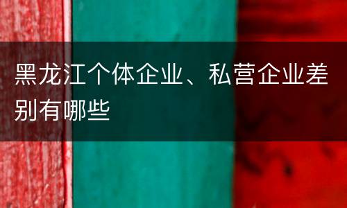 黑龙江个体企业、私营企业差别有哪些