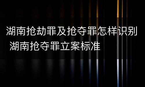 湖南抢劫罪及抢夺罪怎样识别 湖南抢夺罪立案标准
