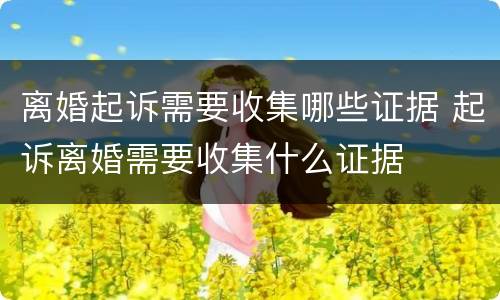 离婚起诉需要收集哪些证据 起诉离婚需要收集什么证据