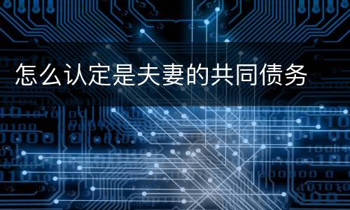 怎么认定是夫妻的共同债务