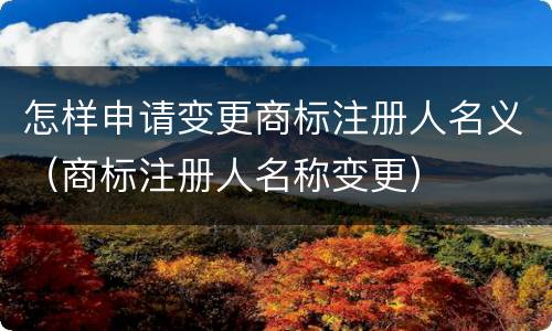 怎样申请变更商标注册人名义（商标注册人名称变更）