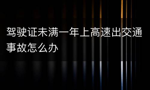 驾驶证未满一年上高速出交通事故怎么办