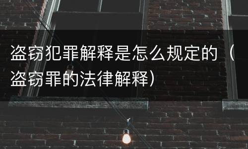 盗窃犯罪解释是怎么规定的（盗窃罪的法律解释）