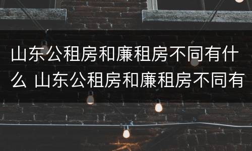 山东公租房和廉租房不同有什么 山东公租房和廉租房不同有什么优惠政策